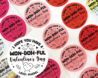 Have a Wond-Doh-Ful Valentine's Day Stickers, Personalized Clay Dough Favor Labels, Set of 10