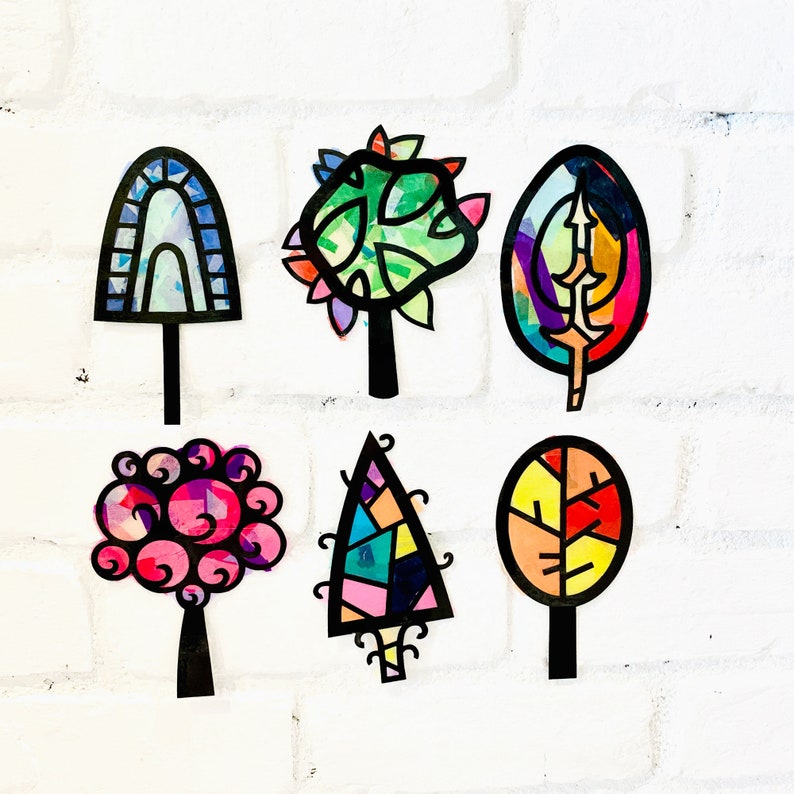 Whimsical Trees Suncatcher Kit Kids Craft Kit Adult Craft Etsy