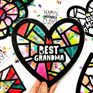 Best Grandma Suncatcher Kit - gift for grandmother from kids - kids simple craft kit - DIY mother's day craft kit from grandkids