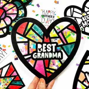 Best Grandma Suncatcher Kit - gift for grandmother from kids - kids simple craft kit - DIY mother's day craft kit from grandkids