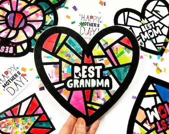 Best Grandma Suncatcher Kit - gift for grandmother from kids - kids simple craft kit - DIY mother's day craft kit from grandkids