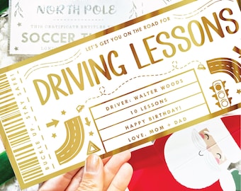 Custom Driving Lessons Foil Ticket, Keepsake Surprise Gift Voucher for Teen