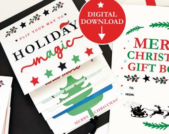 Digital Download Christmas Waterfall Gift Card Holder, DIY Money Holder Tutorial, Printable Holiday Card