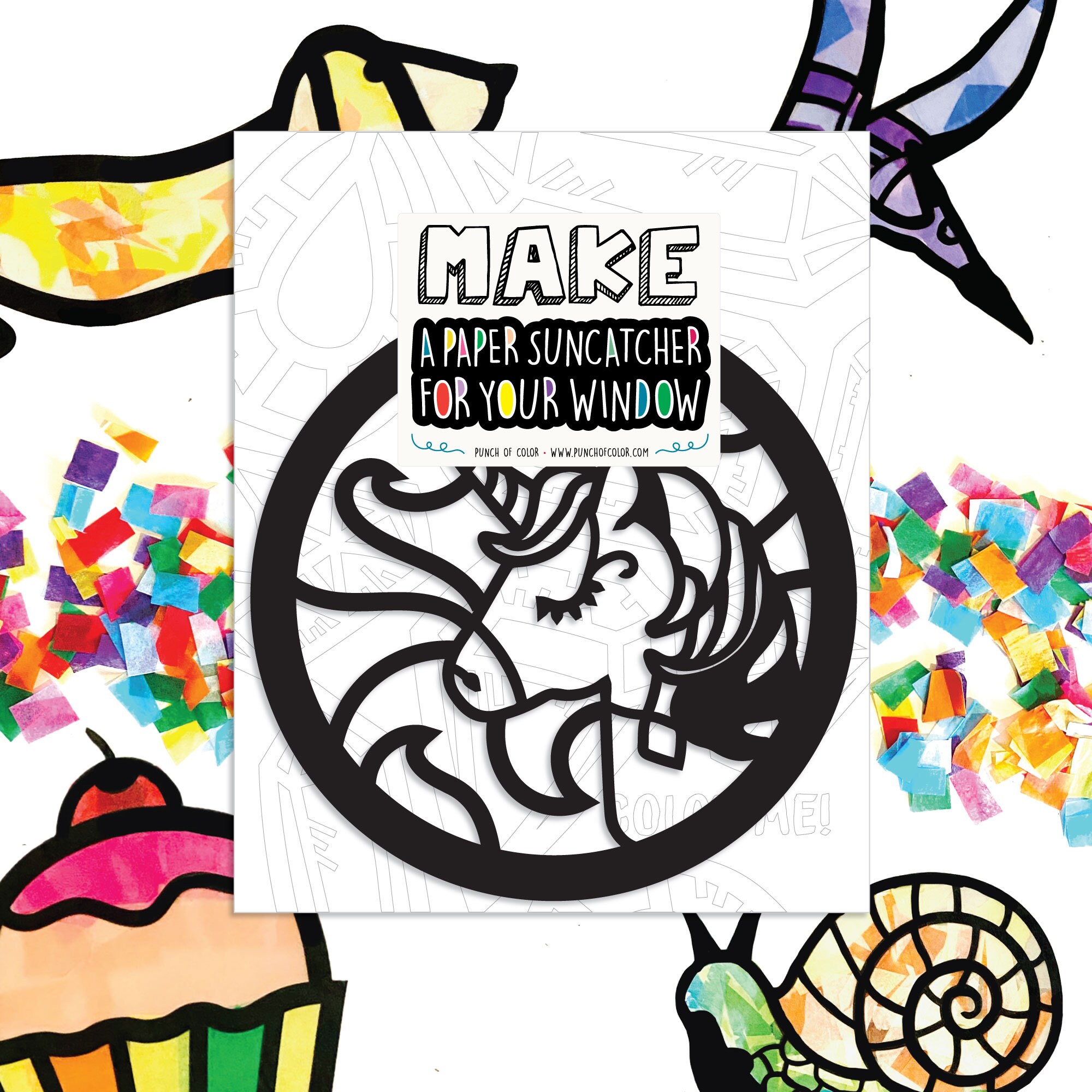 Big Unicorn Suncatcher Kit Kids Craft Kit Birthday Gift Etsy Norway