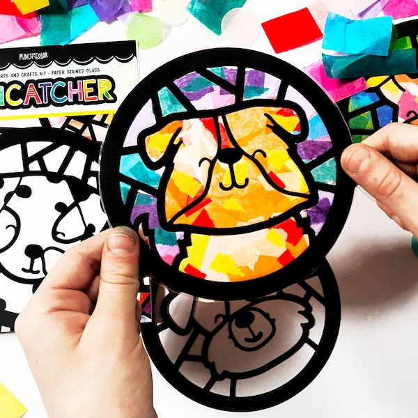 Dog birthday party suncatcher craft, Puppy Birthday party favor, Pets party favor, Animal birthday party activity, Dog Party Activity