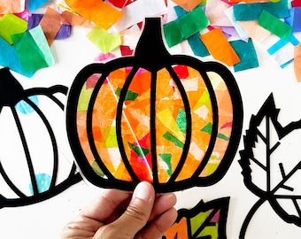 Pumpkin suncatcher kit, Fall craft kits for kids, Fall classroom decorations, Halloween party favors, Preschool Thanksgiving activities