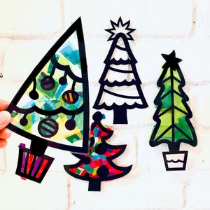 Holiday trees suncatcher kit -  kids craft kit - DIY art kit - holiday gift for kids - holiday crafts - Christmas craft kits for kids