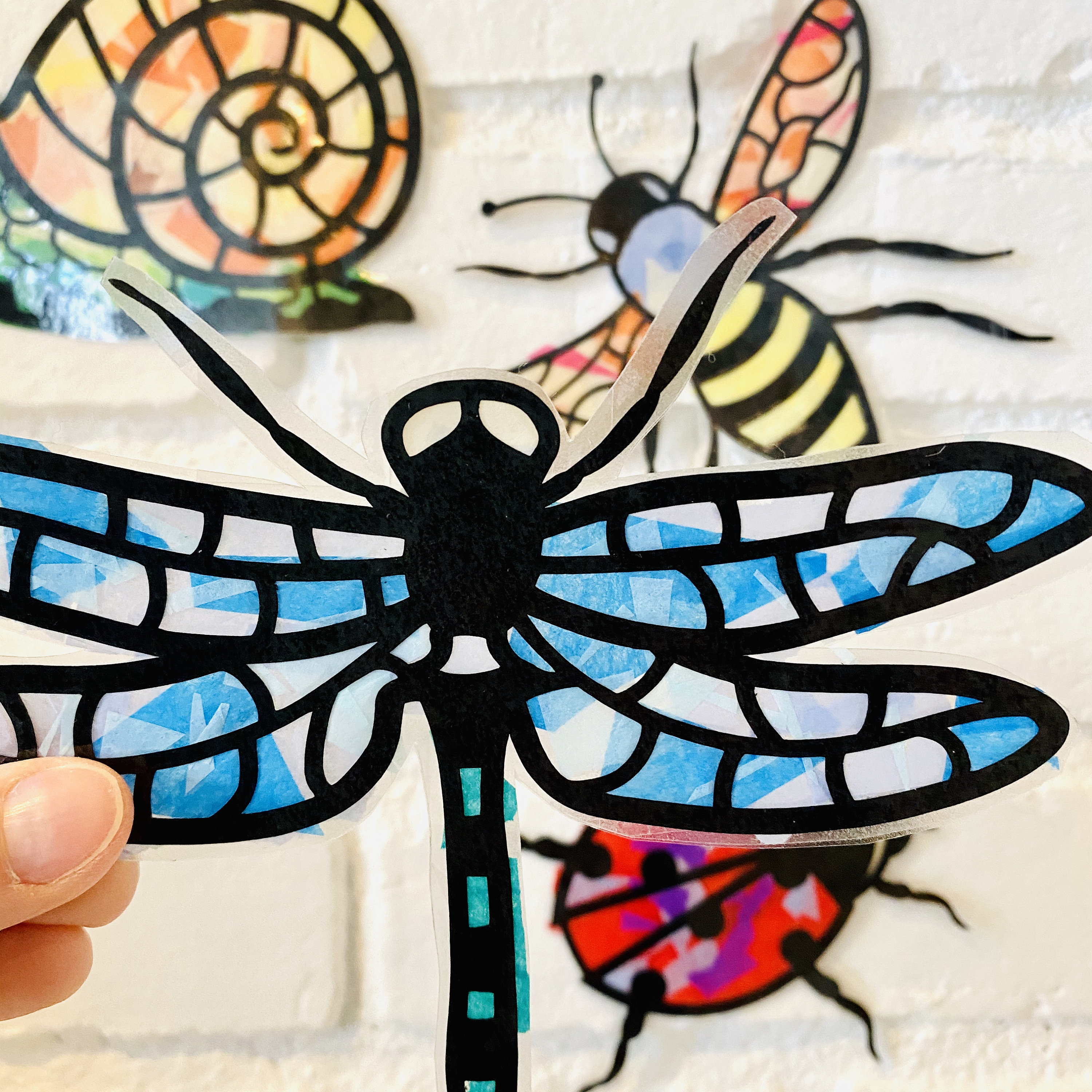Tinlade 24 Pcs Butterfly Suncatcher Craft Kit DIY Butterfly Shaped Stained Glass Effect Tissue Paper Suncatcher Kits Bulk Window Art For