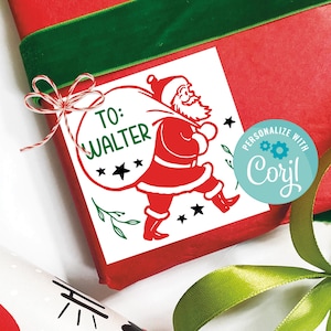 Printable Santa Claus Name Gift Tags, Personalized Simple Gift From Santa Tag Template, Editable Christmas Presents Printable