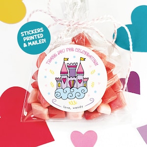 Princess Birthday Sticker Favors for Kids, Printed Once Upon a Time Party Label, Personalized Girls Birthday Tags, Treat Bag Party Favors