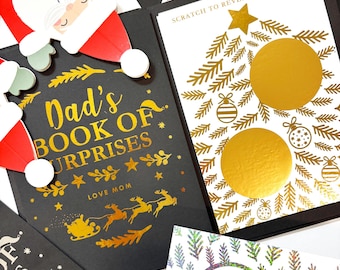 Surprise Gold Foil Christmas Scratch off Gifts for Kids, Scratch to Reveal Trip Voucher Greeting Card