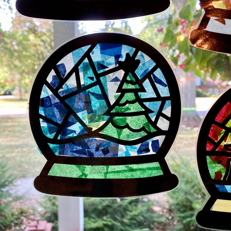 Snowglobes suncatcher kit kids craft kit Christmas crafts Etsy
