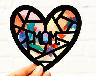Mom paper suncatcher arts and crafts kit - Mother&#39;s Day gift to mom from kids - Toddler activity for grandmother or parent