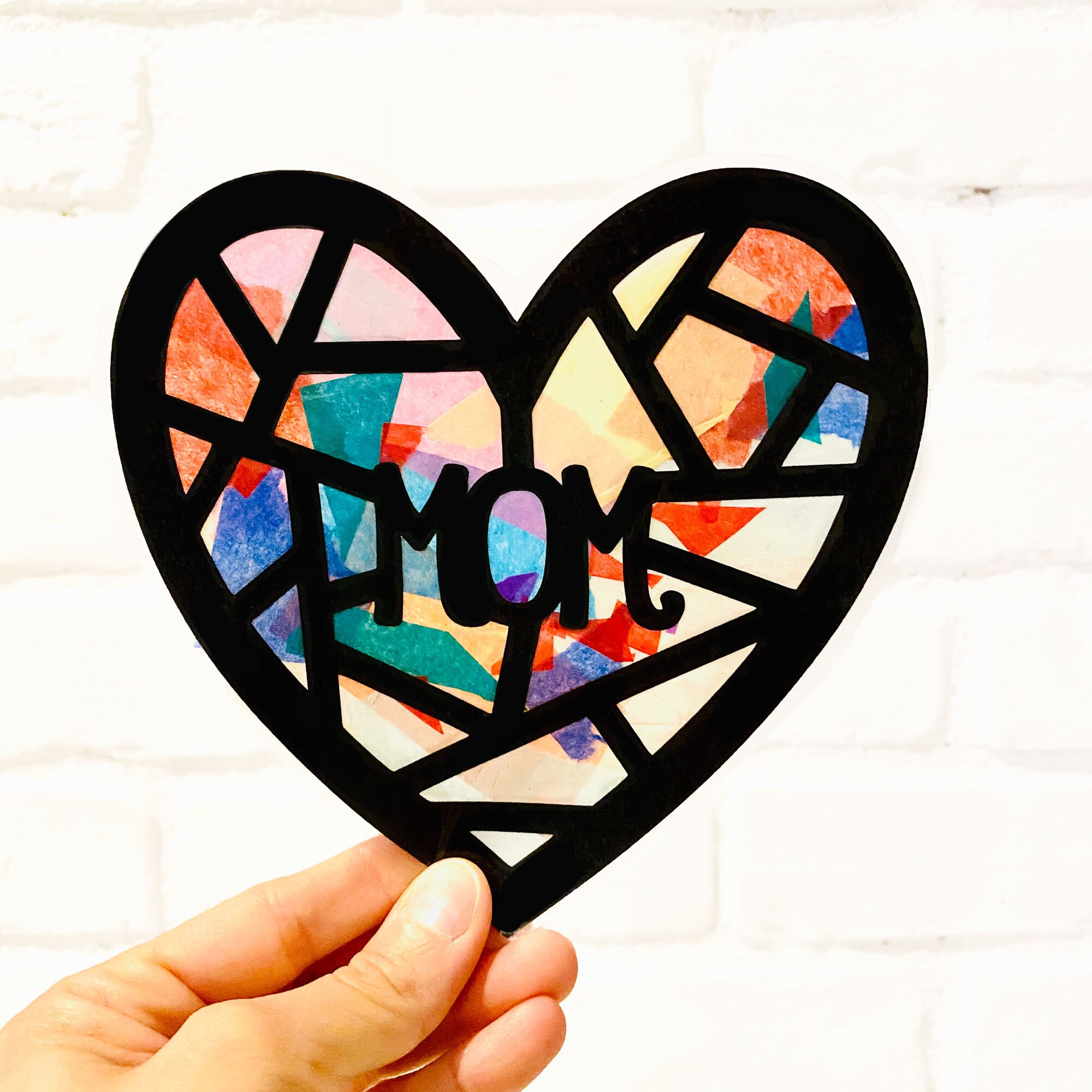 Valentine's Day Suncatchers Craft Kit - 32 Sets Heart Shaped Stained Glass Paper Art For Kids DIY