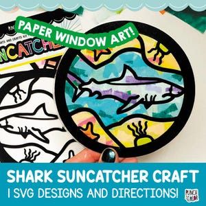 SVG file shark ocean design, Make suncatchers on your Cricut, shark under the sea cut file, shark birthday party activity, shark crafts