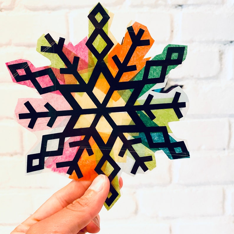 Snowflakes suncatcher kit Christmas crafts kids craft kit Etsy