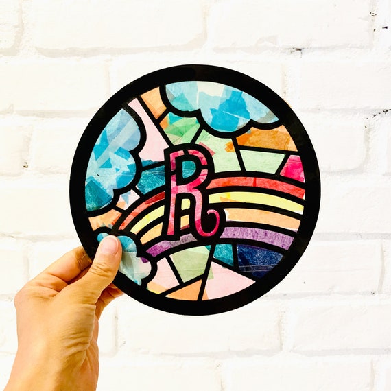 Rainbow Monogram Suncatcher Kit Kids Arts and Craft Kit Etsy India