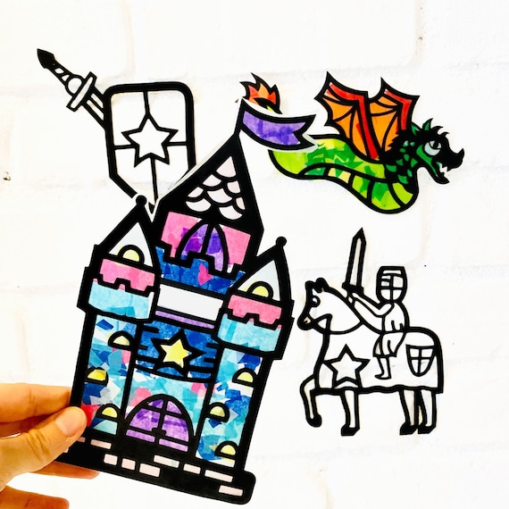 Knight Castle and Dragon Suncatcher Arts and Crafts Kit Gift 