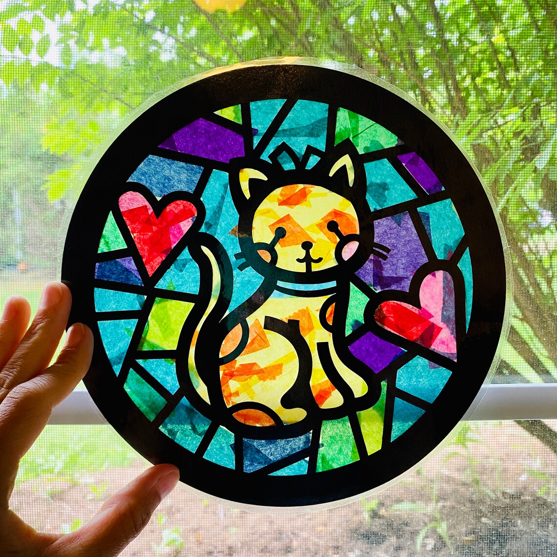 Big Cat Suncatcher kit kids craft kit DIY kit craft kit Etsy