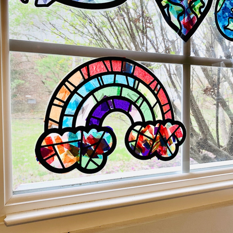 Rainbow Suncatcher kit kids craft kit DIY art kit craft Etsy
