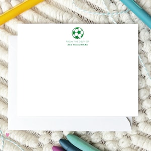 Personalized Soccer Stationery Set, Boy&#39;s Note Cards,  Children&#39;s Note Cards, Kid&#39;s Sports Stationery, Baseball Basketball Football Notecard