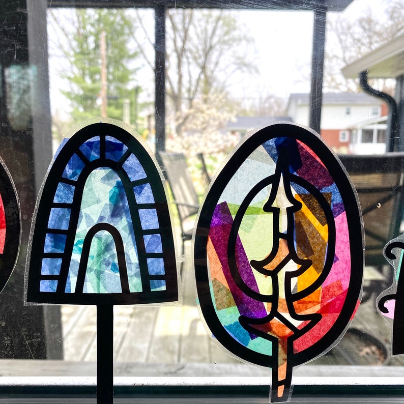 Whimsical Trees Suncatcher Kit Kids Craft Kit Adult Craft Etsy