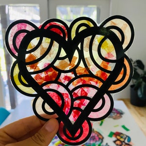 Hearts suncatcher kit kids craft kit stained glass hearts class party favors gifts for kids love package gift box valentines image 6