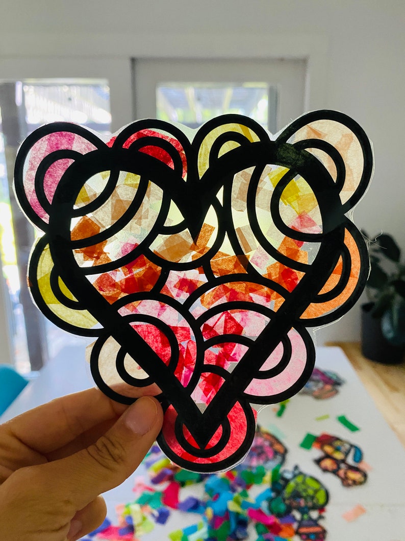 Hearts suncatcher kit kids craft kit stained glass hearts class party favors gifts for kids love package gift box valentines image 6