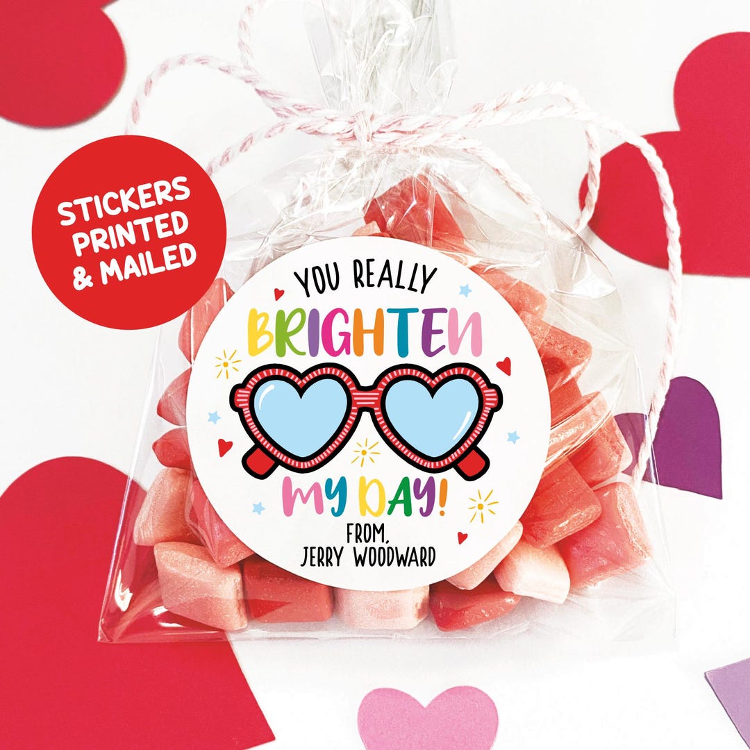 Sunglasses Valentine Labels, Kids Classroom Valentines Day Stickers ...