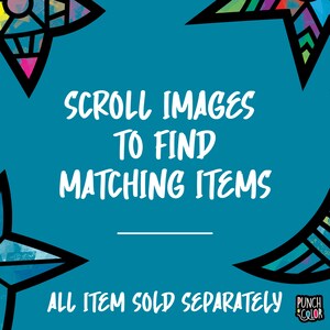 May include: Scroll through the images to find matching items. All items are sold separately.  The text "Punch Color" is in a white box with a black border.