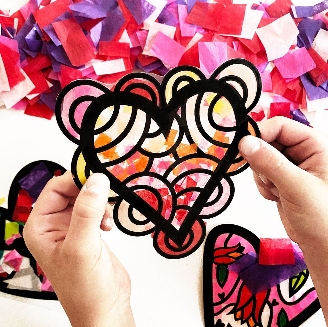 Valentine's Day Heart Suncatcher Craft Kit: Kids Party Activity - Etsy