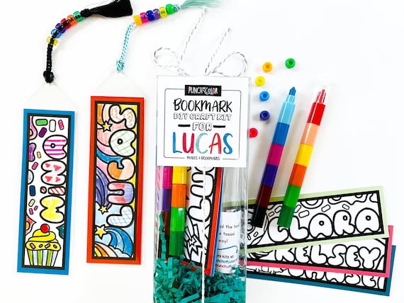 DIY 4 Bookmark Arts and Crafts Kit Kids Personalized Coloring Bookmark  Stocking Stuffer for Boy or Girl Reader Gifts for Child 