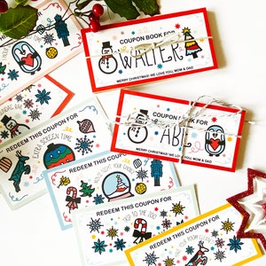 Cupones de Navidad para niños - Folleto de cupones de actividades imprimible para rellenar con calcetines - Cupones de actividades de descarga instantánea para niños