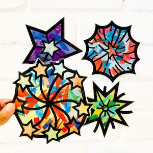 Fireworks suncatcher kit Fourth of July kids craft kit crafts for kids homeschool activity DIY arts and crafts toddler craft image 1