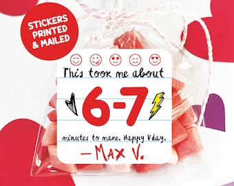 Bruh 67 Slang Valentine's Day Stickers, Set of 12 Funny Tween Classroom Valentine Labels