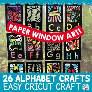 Archivo SVG Alfabeto, Crea atrapasoles con letras del alfabeto en casa con tu Cricut, Actividad de aprendizaje de lectura DIY, Actividad del abecedario en casa