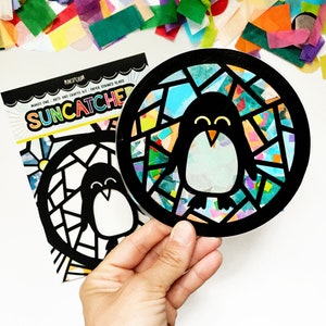 Penguin suncatcher kit, penguin birthday party favors, winter animal activity, arctic birthday party goodie bag, penguin birthday theme