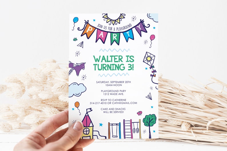 Playground birthday party invitation template.