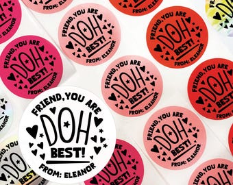 You are Doh Best Valentine's Day Stickers, Personalized Clay Dough Favor Labels, Set of 10