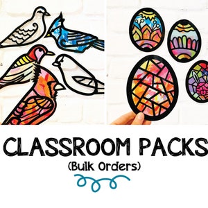 Suncatcher Kits for the Classroom or Homeschool, Spring or Summer bulk kids crafts, Paper Window birthday party activity for toddlers