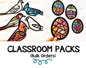 Suncatcher Kits for the Classroom or Homeschool, Spring or Summer bulk kids crafts, Paper Window birthday party activity for toddlers