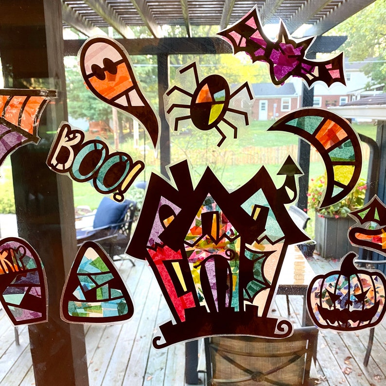 Halloween Advent Calendar Suncatcher Kit Halloween Craft Etsy