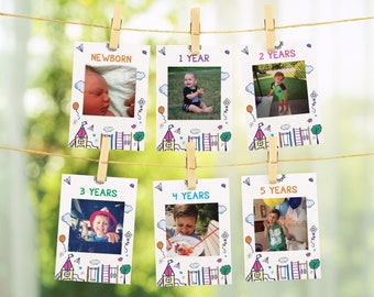 Playground Birthday Banner Photo Garland Template, Editable Monthly Milestone Park Birthday Sign, High Chair Banner, Outdoor first birthday