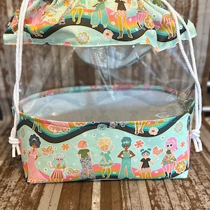 Peekaboo toy bag/ toy storage bag/ vintage dolls/ drawstring toy storage bag/classic dolls/ toy bag/ unique gift/ toy storage/ toy organizer