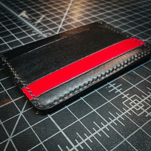 Regalo per i vigili del fuoco Portacarte in pelle sottile Red Line supporto per i vigili del fuoco