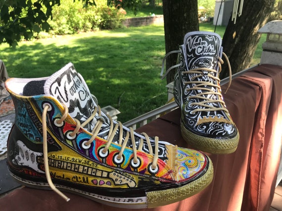 Jimi Hendrix Sneakers Converse Stratocaster Etsy