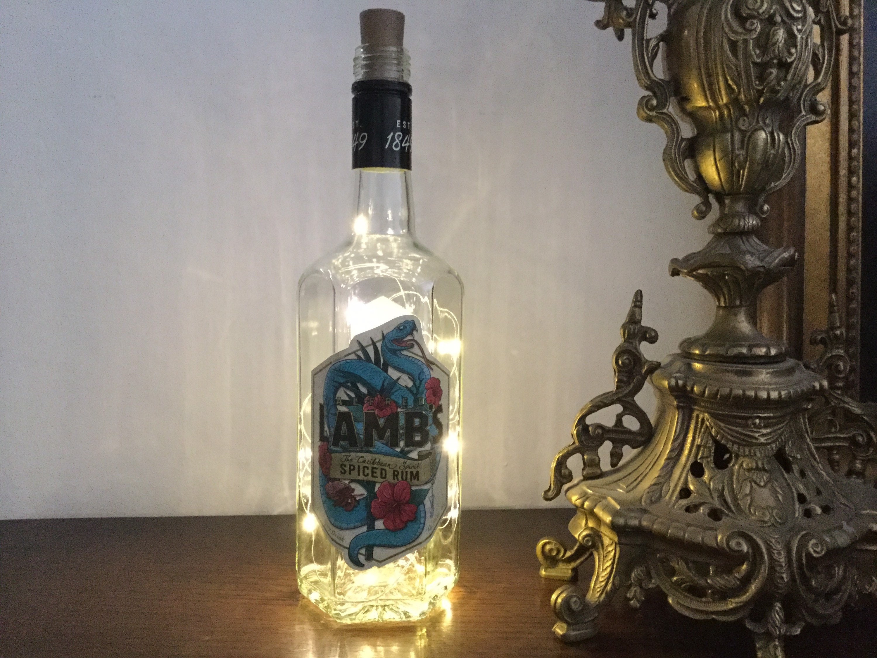 Lambs Spiced Rum bottle with LED lights and 3 spare Etsy