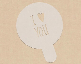 Anniversary Gift | I Love You | Cappuccino Stencil | Gift For Her | Cocktail Stencil | Gift For Him | Latte Stencil | White