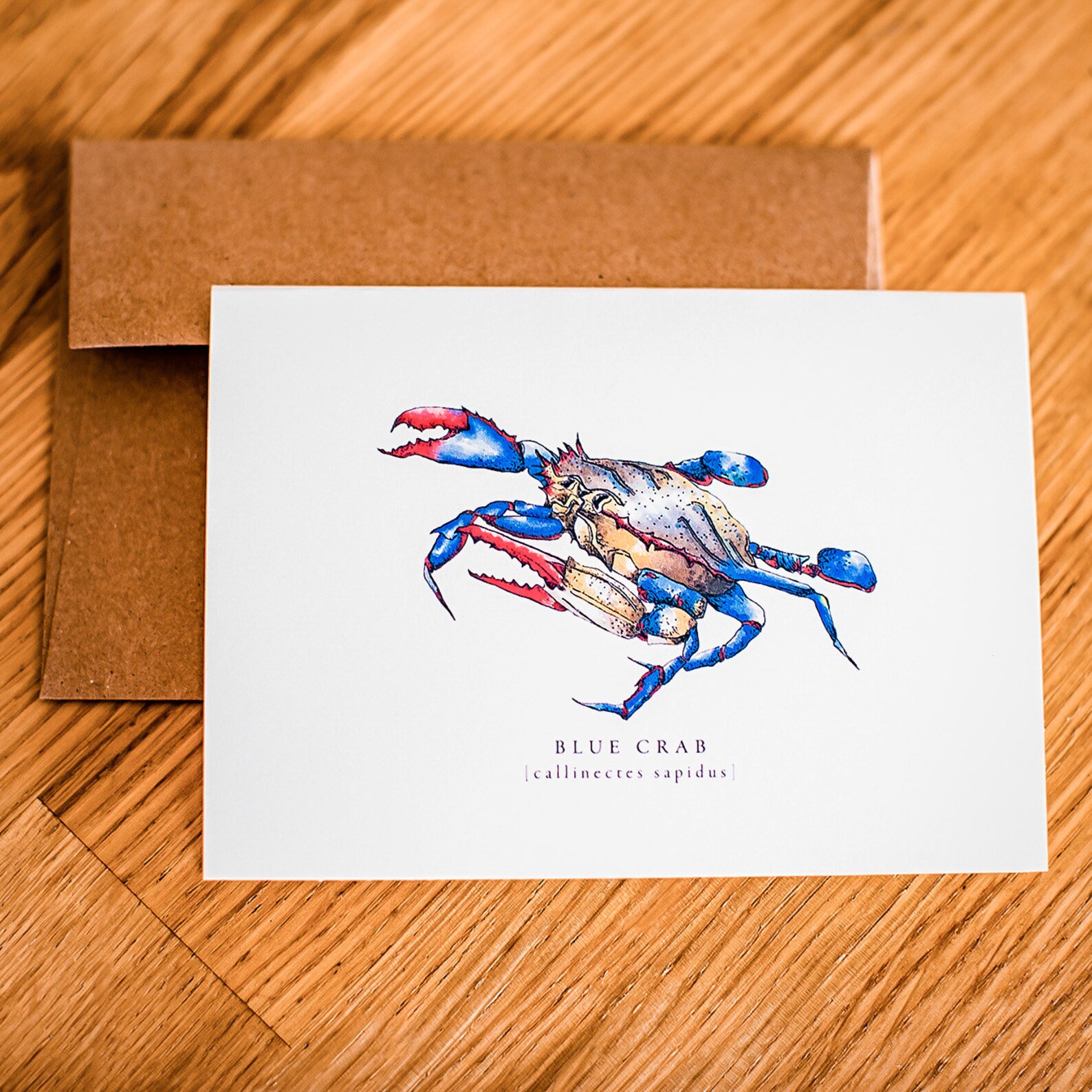 Blue Crab Greeting Card Stationery Folded Card Blank Etsy