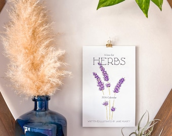 2026 Wall Calendar ~ Botanical Herbs Art, Illustrated Nature Calendar Gift